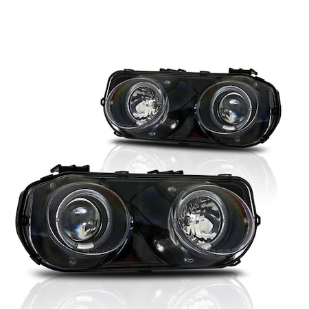 Winjet Halo Projector Head Lights - Black / Clear CHWJ-0216-B